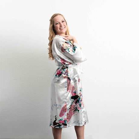 Medium Length Bridesmaid Robes White Side View