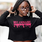 Melanin crop hoodie that we are sure teens and college students will love to wear.  Its a self pride statement that is uplifting and encouraging.  Great top to wear on HBCU campuses and more. Personalized shirt with color print.