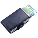 men navy blue rfid wallet credit cards display