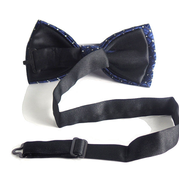 Mens Blue and Silver Formal Pre-Tied Bow Tie - Gifts Are Blue - 3