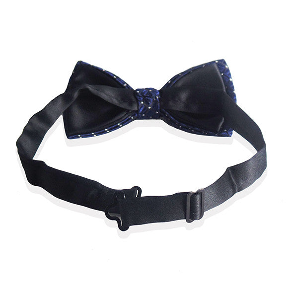 Mens Blue and Silver Formal Pre-Tied Bow Tie - Gifts Are Blue - 4