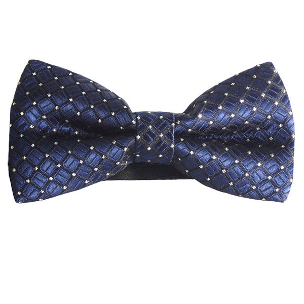 Mens Blue and Silver Formal Pre-Tied Bow Tie - Gifts Are Blue - 1