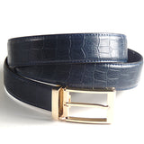 Mens Luxury Leather Belt with Crocodile Lines Design - Gifts Are Blue - 4
