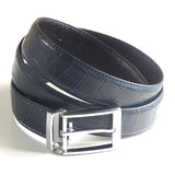 Mens Luxury Leather Belt with Crocodile Lines Design - Gifts Are Blue - 3