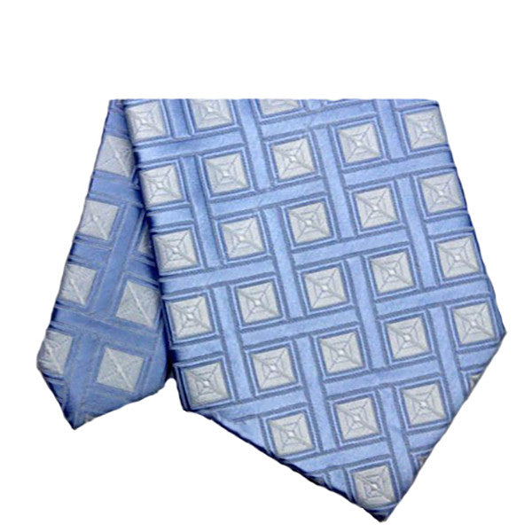 Mens Sky Blue Classic Plaid Tie, 4 Inches Wide Width - Gifts Are Blue - 2