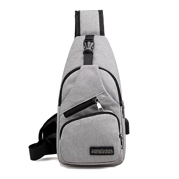 Gifts Are Blue Sling Bag for Men with USB Plug & Port, POLYESTER, Versatile Crossbody Bag, Gray, Men's, Size: One Size