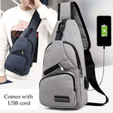 Mens Sling Pack, Mens Crossbody Bag with USB Cord Multiple Zippers, USB; All SKUs