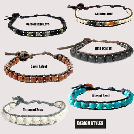 Mens Handmade Natural Stones Bracelet with Adjustable Cord -  Mens Bracelet from Lotus and Luna - all SKUs