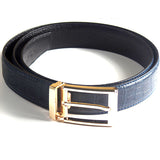 Mens Luxury Leather Belt with Crocodile Lines Design - Gifts Are Blue - 2