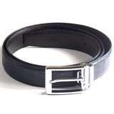 Mens Luxury Leather Belt with Crocodile Lines Design - Gifts Are Blue - 1