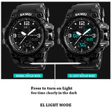 SKMEI Mens Military Waterproof Dual Display Watch with Gift Box, Lighting, Blue