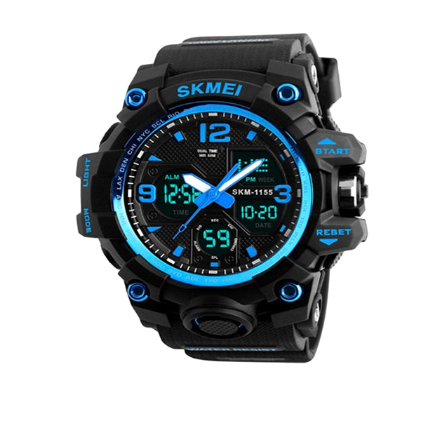 SKMEI Mens Military Waterproof Dual Display Watch with Gift Box, Main, Blue