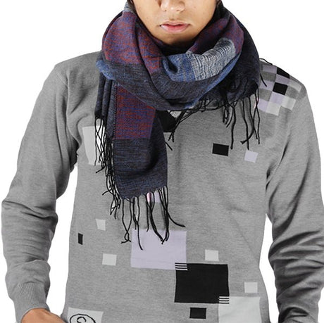 Mens Pashmina Blue Striped Winter Scarf - Gifts Are Blue