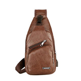 Mens Crossbody Bag with USB Charging Plug & Interface - Versatile Split Leather Sling Bag - Main - Light Brown