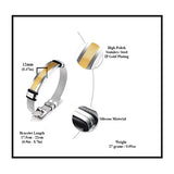 Mens Stainless Steel Bracelet with Bar - Gold - Minimalist Design - Details - Gold/Silver