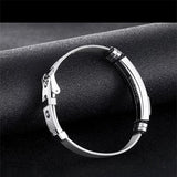 Mens Stainless Steel Bracelet with Bar - Black - Minimalist Design - Stamped - all SKUs