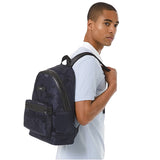 Mens Camouflage Nylon Jacquard Backpack, Michael Kors, 37S0LKNB2U, Large, Model, Indigo Blue