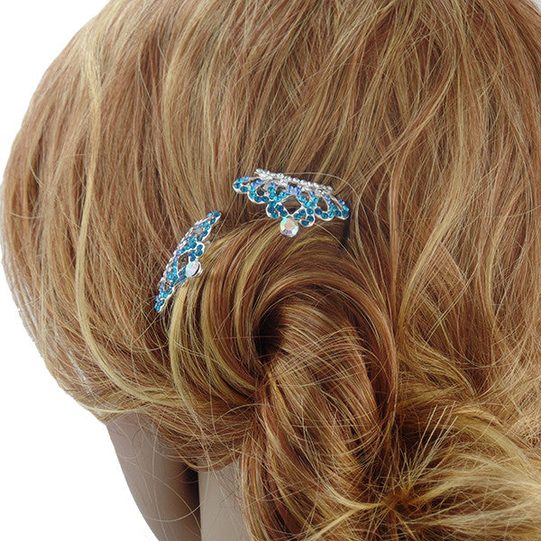 Mini Tiaras Hair Comb Accessory for Wedding / Pageant / Special Occasion - Gifts Are Blue - 2