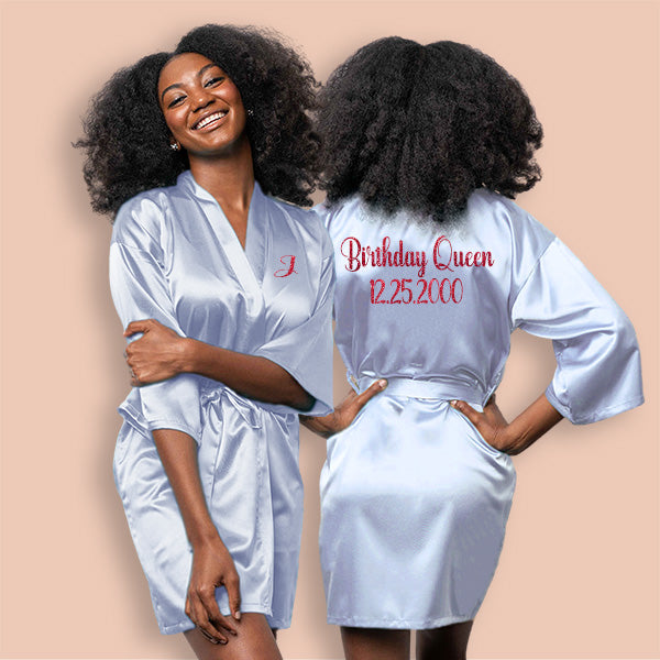 Custom Misty Silver Robes for Women and Girls for Weddings, Bachelorette, Quinceañera, and Birthday