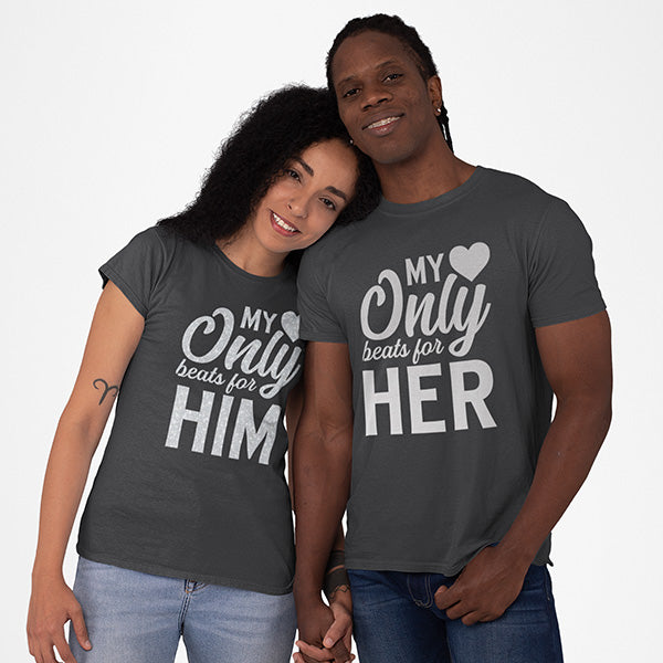 Matching couple hoodies, matching couple sweatshirts and matching couple tshirts are all available with this cute design.  Choose from sizes XS, S, M, L, XL, 2XL, 3XL, 4XL, 5XL and 6XL to get just the right fit. all SKUs