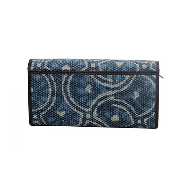Myra Bag Indigo Leaf Wallet Womens Wallet Blue Wallet - Back View