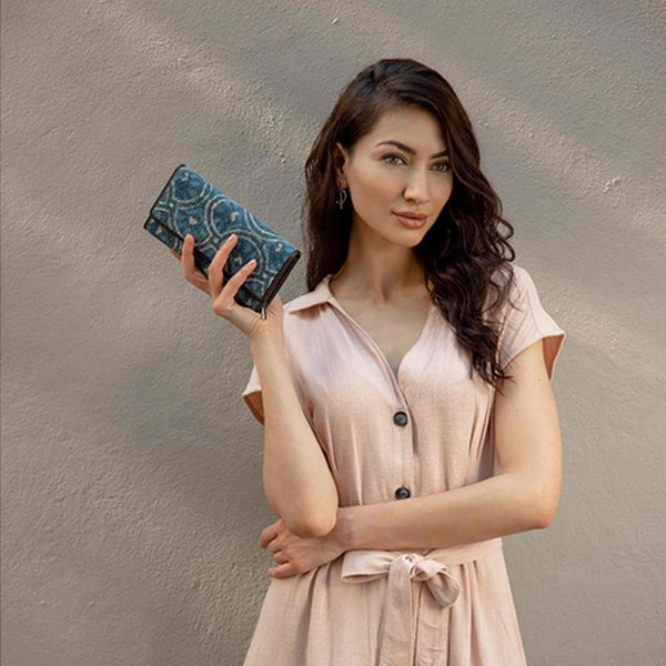 Myra Bag Indigo Leaf Wallet Womens Wallet Blue Wallet - Lifestyle
