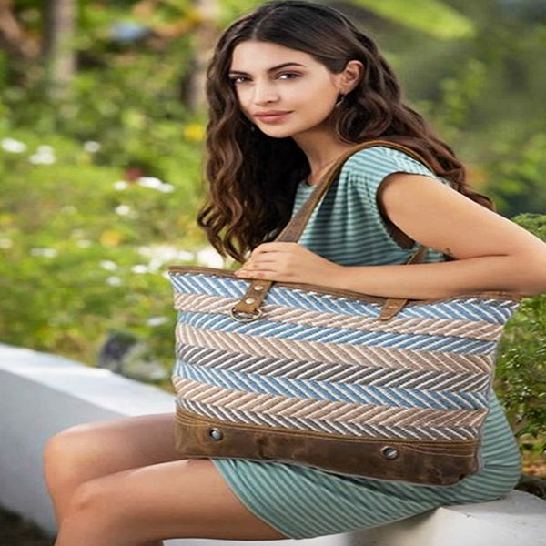 Extravagant Tote Bag, Large, Blue, Myra Bags, S-2109, Lifestyle