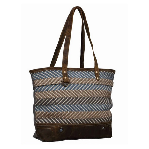 Extravagant Tote Bag, Large, Blue, Myra Bags, S-2109, Sideview
