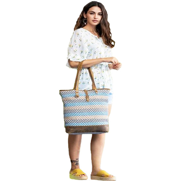 Myra Bags Serene Tote Bag, Medium, Blue, S-2092, Model