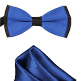 Mens Blue and Black Formal Event Pre-Tied Bow Tie and Pocket Square - Gifts Are Blue - 8