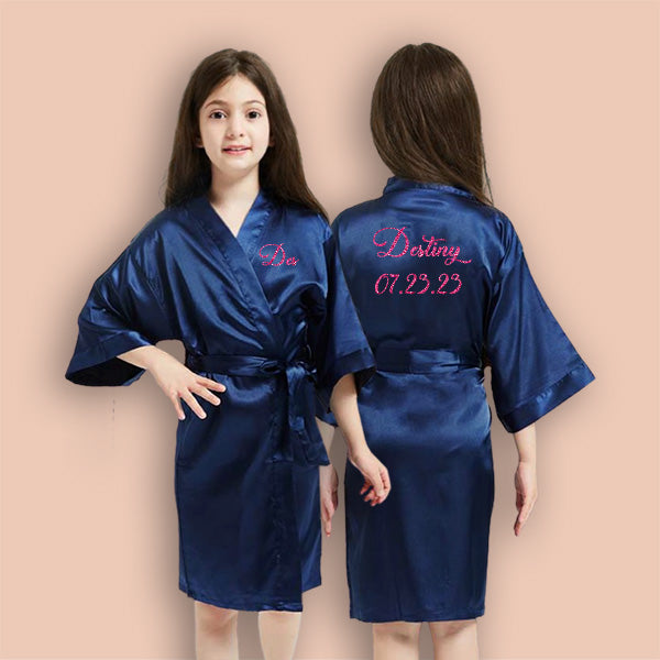 Navy Blue Personalized Bridesmaid Robes, Custom Womens & Girls Robes for All Occasions, Bachelorette Party Robes, Quinceanera Robes, Birthday Robes