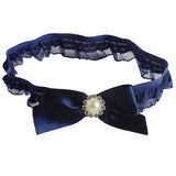 Navy Blue Plus Size Garter with Elegant Rhinestone - Gifts Are Blue - 1
