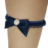 Navy Blue Plus Size Garter with Elegant Rhinestone - Gifts Are Blue - 2