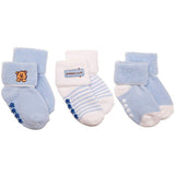 Luvable Friends 3 Pack Newborn Baby Socks, Stays On, Stretchable, Non Skid Soles - Gifts Are Blue - 2
