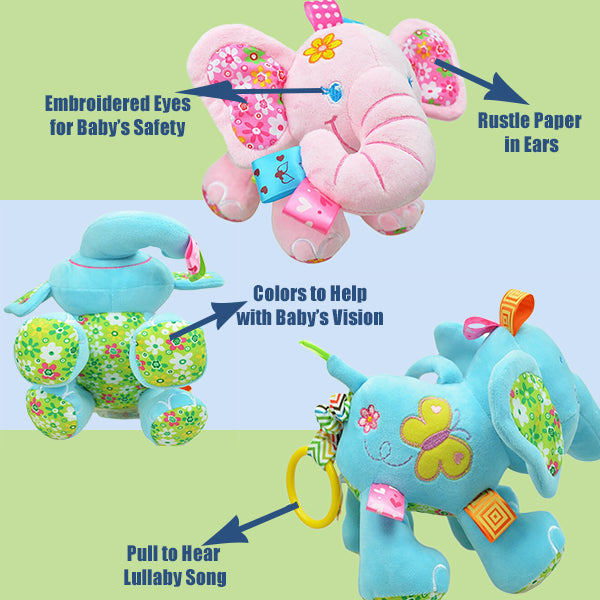 Cute Plush Lullaby Musical Elephant Toy for Baby Gifts Are Blue