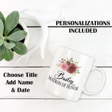 There is no additional cost for personalizations.  Add name, title and date to our mugs for free.  all SKUs