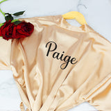 Bridesmaid Robe Set of 3 - Personalized Robes Solid Satin - Champagne Gold Robe with Back Text