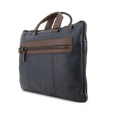 Piquadro Mens Leather Laptop Briefcase, Sideview, Blue