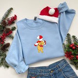 Super cute Pooh Candy Cane Christmas sweatshirt for the holidays. All SKUs