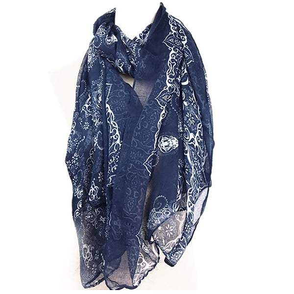 Porcelain Style Blue Women’s Scarf