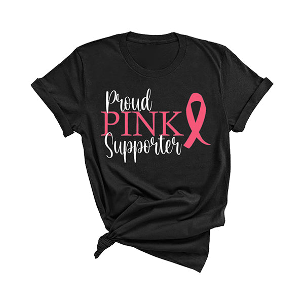 Proud Pink Supporter Breast Cancer Awareness Month T-Shirt, Crewneck