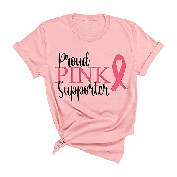 Proud Pink Supporter Breast Cancer Awareness Month T-Shirt, Crewneck