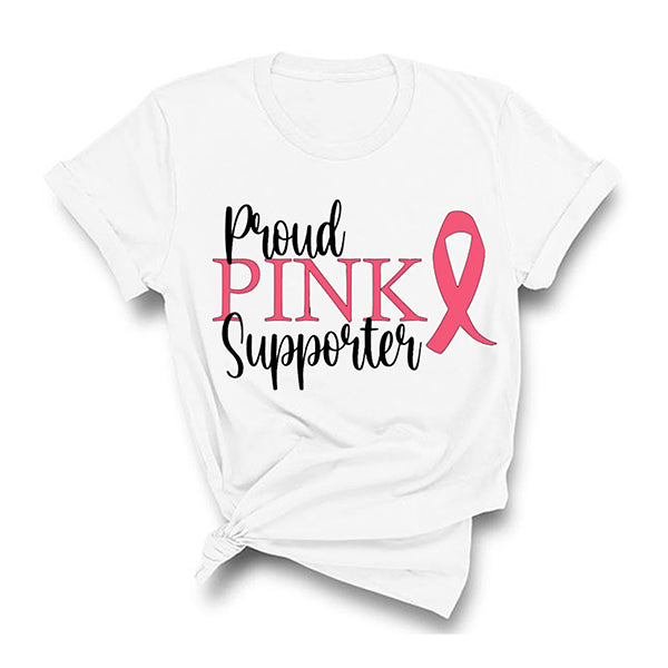 Proud Pink Supporter Breast Cancer Awareness Month T-Shirt, Crewneck