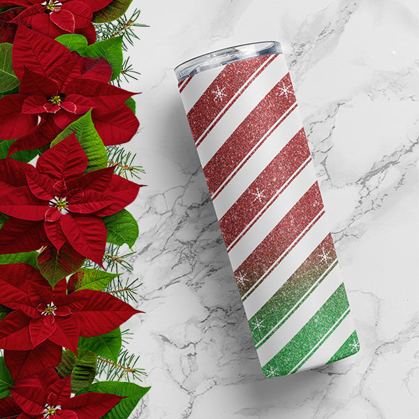 Snowflake Christmas Tumbler for the Holiday Season. Red Ombre