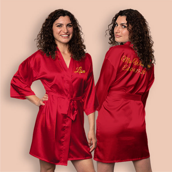 Red Personalized Bridesmaid Robes, Custom Womens & Girls Robes for All Occasions, Bachelorette Party Robes, Quinceanera Robes, Birthday Robes