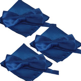 Mens Smooth Satin Feel Formal Pre-Tied Bow Tie and Pocket Square Sets - Gifts Are Blue - 8