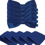 Mens Smooth Satin Feel Formal Pre-Tied Bow Tie and Pocket Square Sets - Gifts Are Blue - 9