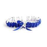 Royal Blue Satin Bride Wedding Garter with Pearl and Ribbon - Gifts Are Blue - 1