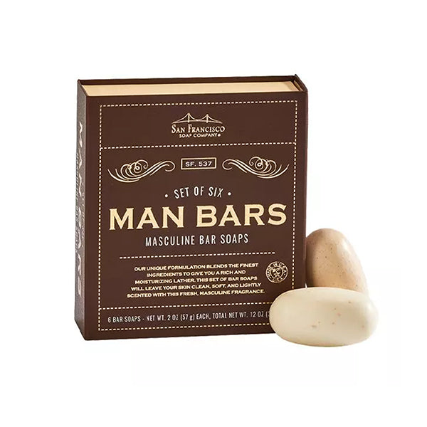 Set of Six Man Bars, Masculine Soaps from the San Francisco Soap Company
