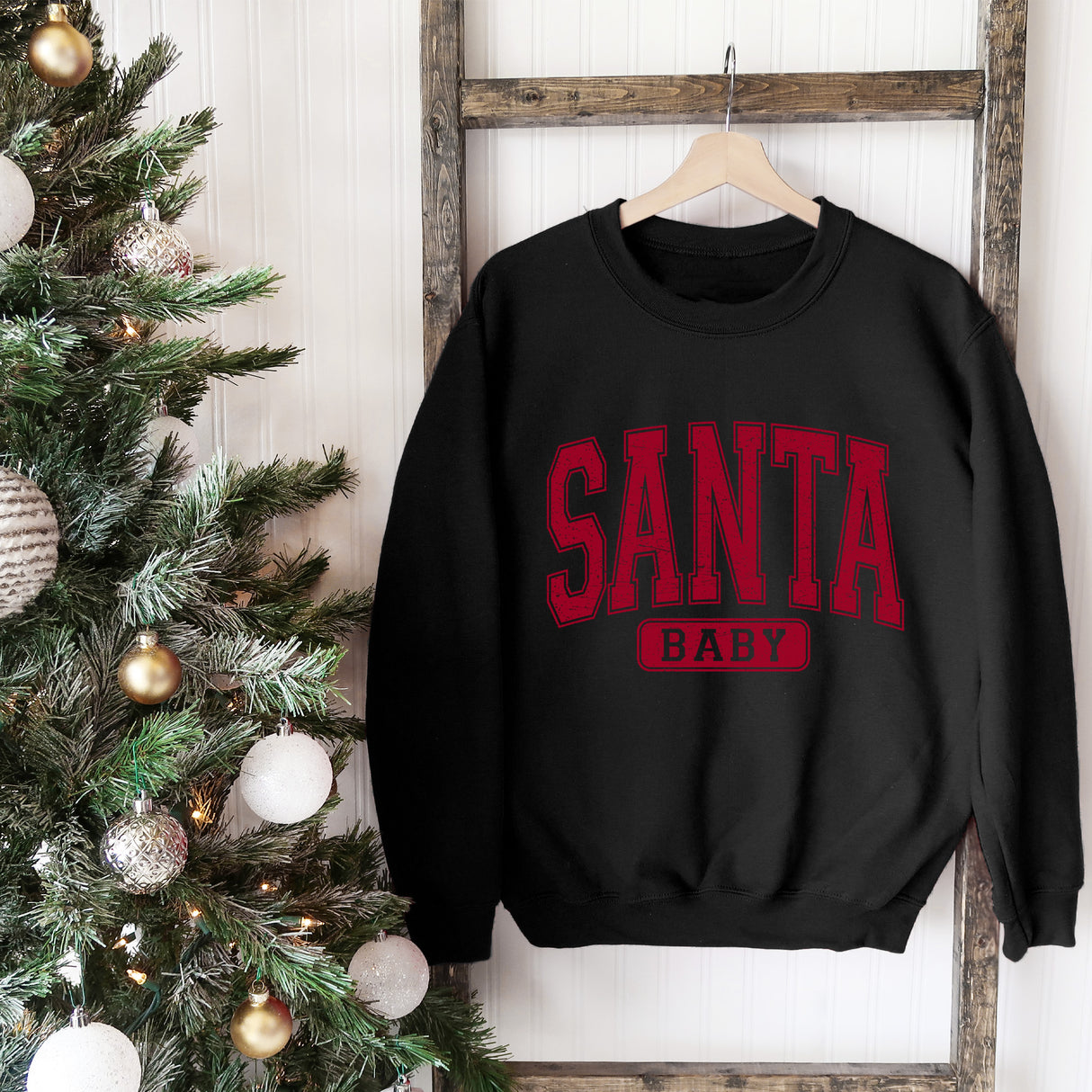 Simple Santa Baby Christmas Sweatshirt. All SKUs